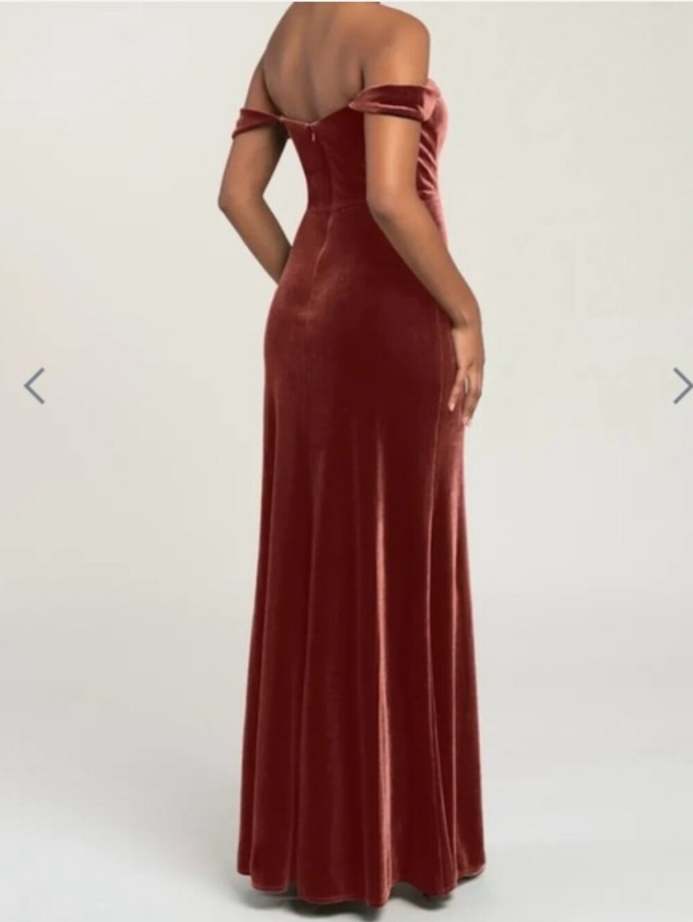 JENNY YOO ISSA OFF THE SHOULDER VELVET DRESS IN ENGLISH ROSE 0 NEW - Picture 8 of 16